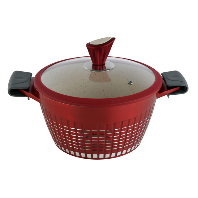 Batería de cocina Kochstelle Luxury Rojo Antiadherente Marmol 9 piezas 