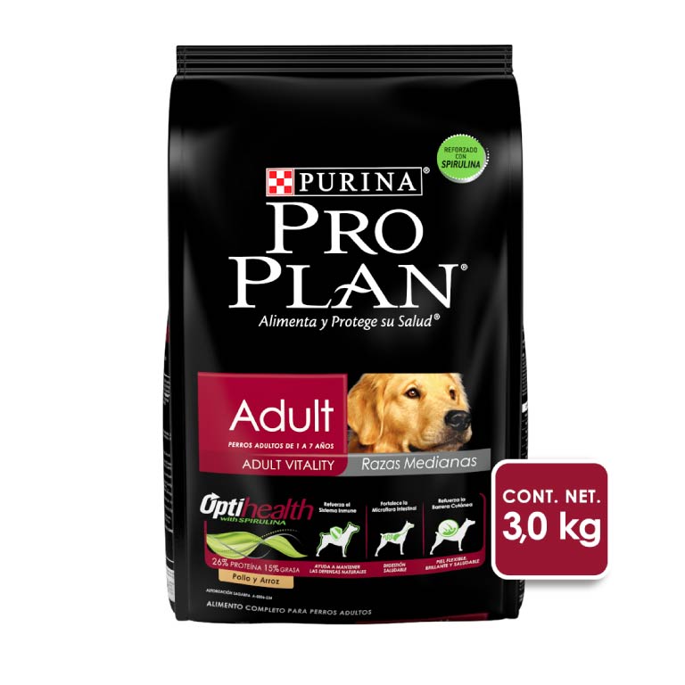 Pro Plan Adulto Raza Mediana 3 Kg Optihealth - Alimento para Perro Purina