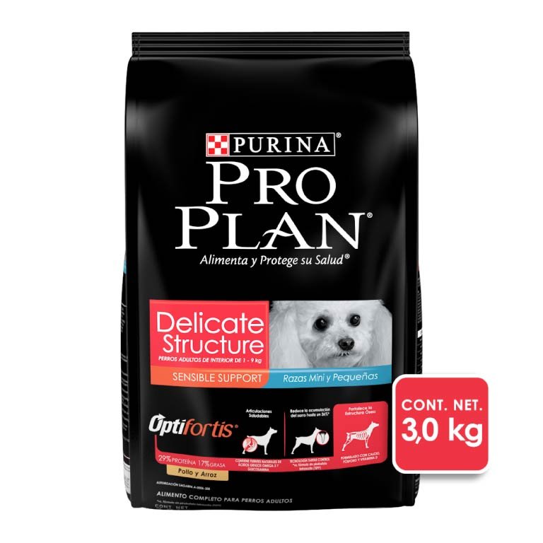 Pro Plan Delicate Structure 3 Kg Raza Mini y Pequeña Optifortis - Alimento para perro