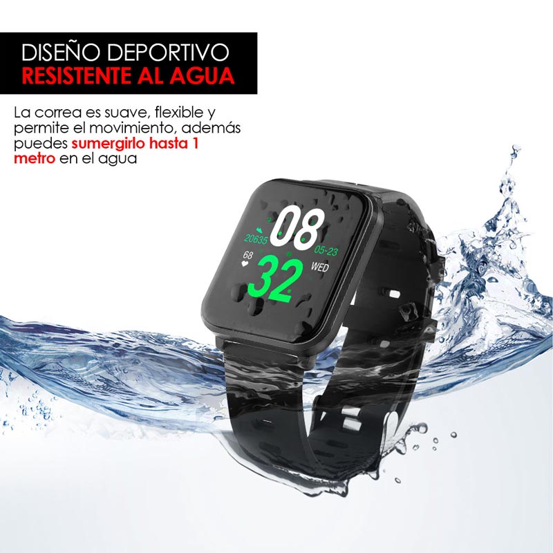 Redlemon Smartwatch Reloj Inteligente Sport con Monitor de Ritmo Cardiaco, Podómetro, Notificaciones de Mensajería y Redes, Pantalla Táctil, Contra Agua, Compatible con iOS y Android, Modelo W10