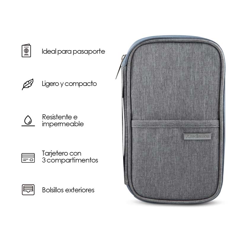 Porta Pasaporte Organizador de Documentos de Viaje Redlemon.