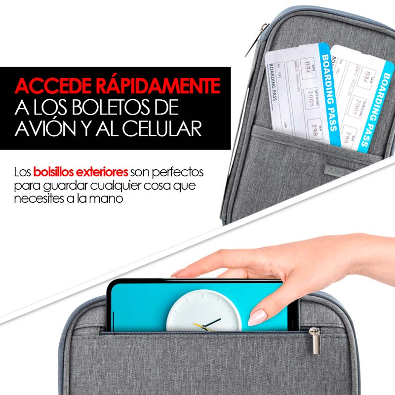 Porta Pasaporte Organizador de Documentos de Viaje Redlemon.