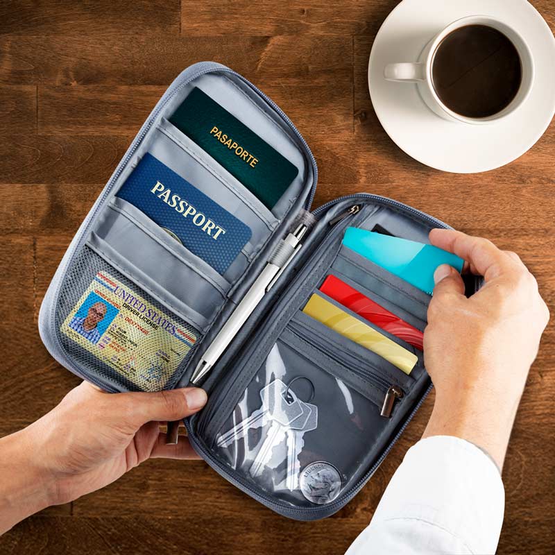 Porta Pasaporte Organizador de Documentos de Viaje Redlemon.
