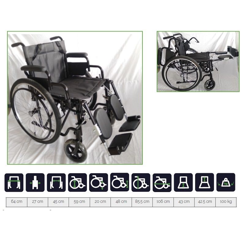 Silla Ruedas Todo Terreno C/ Elevapiernas Abatible Ecg19-ef