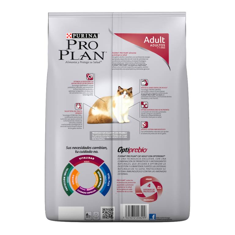 Alimento para Gato Pro PLan Adulto 7.5 Kg - Optiprebio