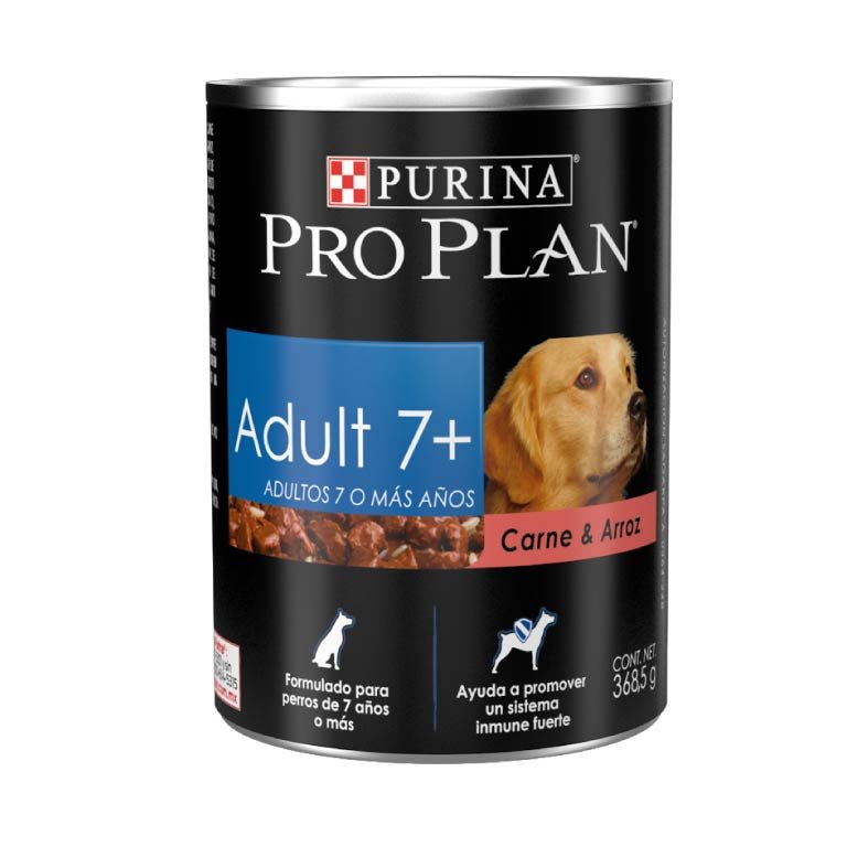 12 Latas Pro Plan Adulto 7+ Carne y Arroz - Alimento para Perro
