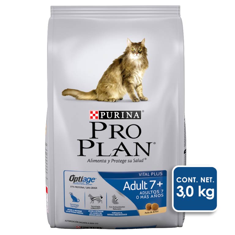 Alimento Para Gato Pro Plan Adulto 7+ 3 Kg Optiage - Purina