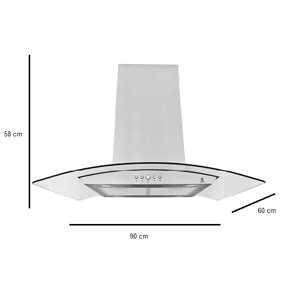 CAMPANA EXTRACTORA DECORATIVA DE ISLA DE 90 CM