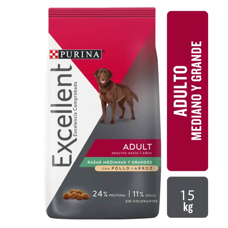 Excellent Adulto Razas Medianas Y Grandes 15 Kg - Alimento Para Perro Purina