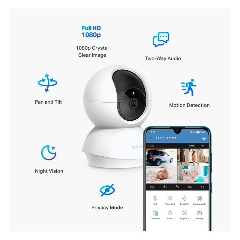 CAMARA DE SEGURIDAD TP-LINK TAPO C200 PARA HOGAR PANORAMICA 1080P FULL HD