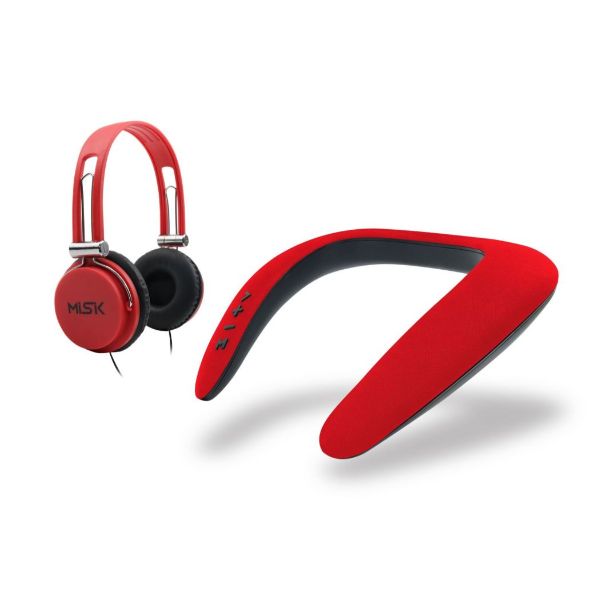 Kit de bocina y audifono MISIK MS217R Rojo Bluetooth USB Tarjeta SD