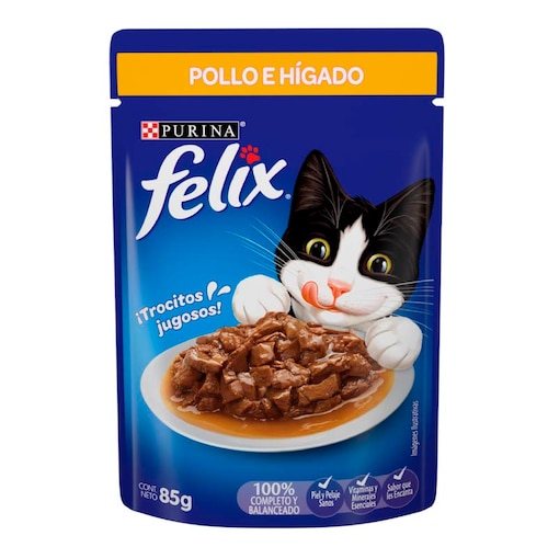 Alimento Gato Felix Sensación De Pollo E Hígado En Salsa - 12 Sobres de 85g