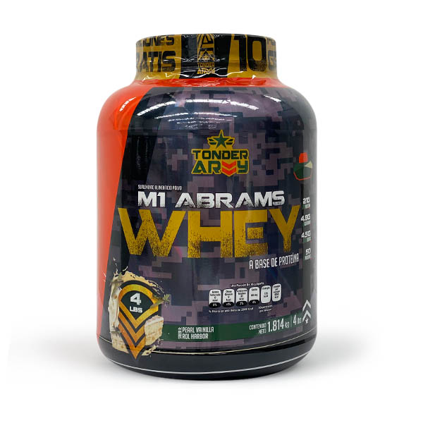 Suplemento Alimenticio - Protei­na Whey con BCAA'S y Glutamina - M1 Abrams Marca Tonder Army de 4 libras con 50 servicios de 21 g de protei­na c/u Sabor: Pearl Vainilla Rol Harbor