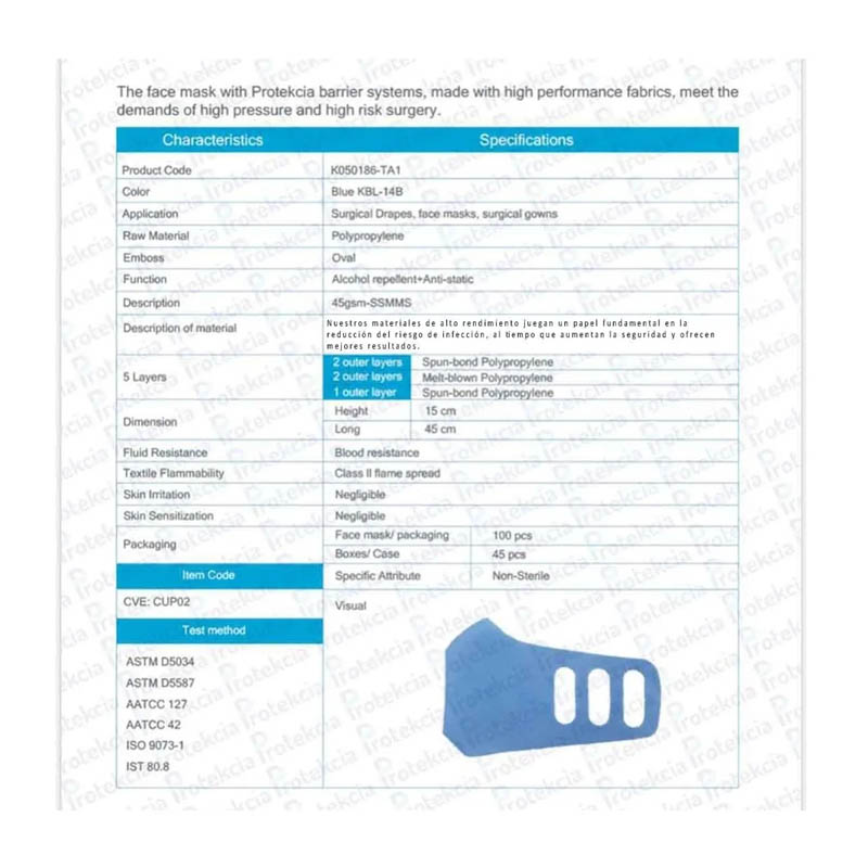 Cubre Bocas Mascarilla  Tapabocas Cubrebocas Grado Medico Ajustable Virus Azul 15pz