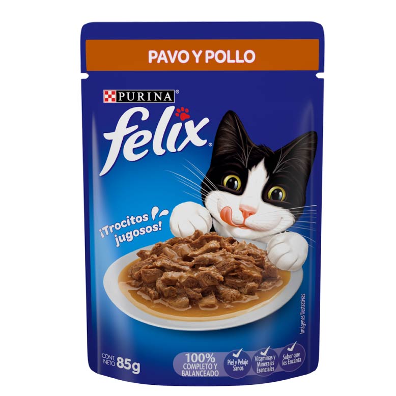 Alimento para Gato Felix Pavo y Pollo - 12 Sobres de 85 Gr