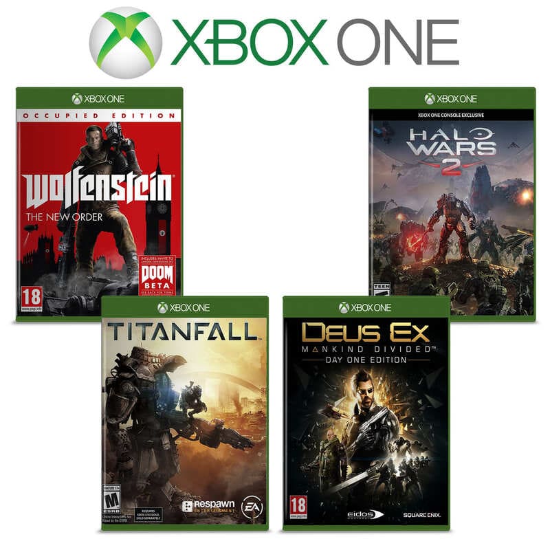 Oferta 4 Juegos Xbox One / Wolfenstein + Titanfall + Halo Wars 2 + Deus Ex-Mankind