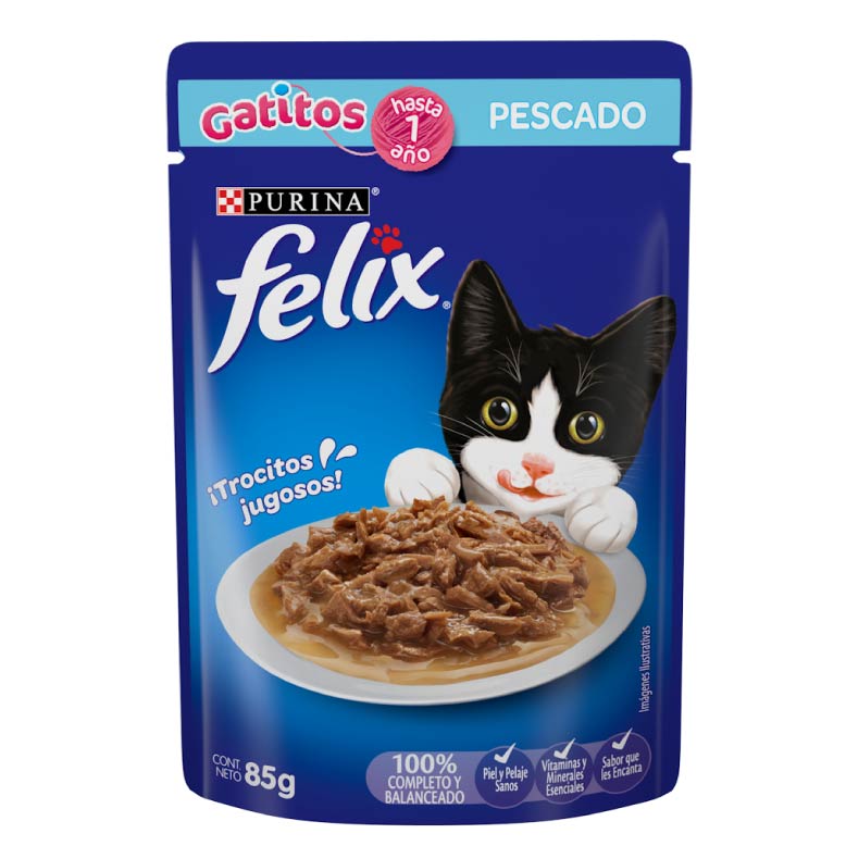Alimento para Gatito Felix Pescado Blanco - 12 Sobres de 85 Gr