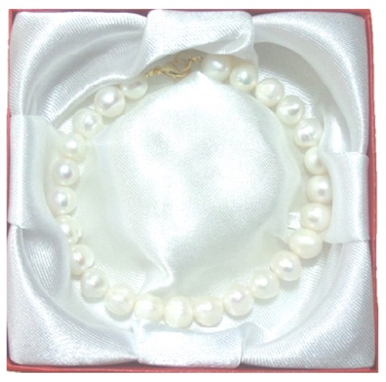 Collar Pulsera Aretes de Perla Cultivada A08 con Broches en Chapa de oro
