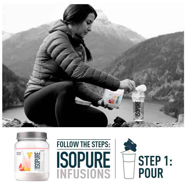 Proteína ISOPURE INFUSION 14.1oz- sabor TROPICAL PUNCH - Y CILINDRO gratis