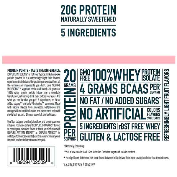Proteína ISOPURE INFUSION 14.1oz- sabor TROPICAL PUNCH - Y CILINDRO gratis