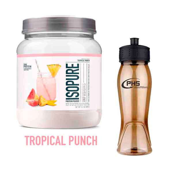 Proteína ISOPURE INFUSION 14.1oz- sabor TROPICAL PUNCH - Y CILINDRO gratis