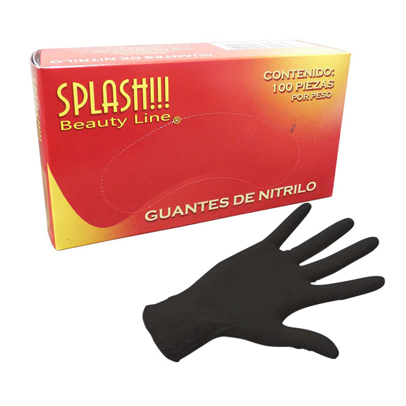Guante de Nitrilo Negro Chico 100 Pz Dentista Medico Splash