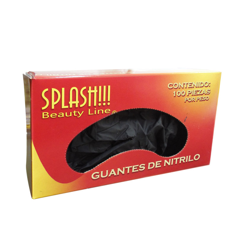 Guante de Nitrilo Negro Chico 100 Pz Dentista Medico Splash