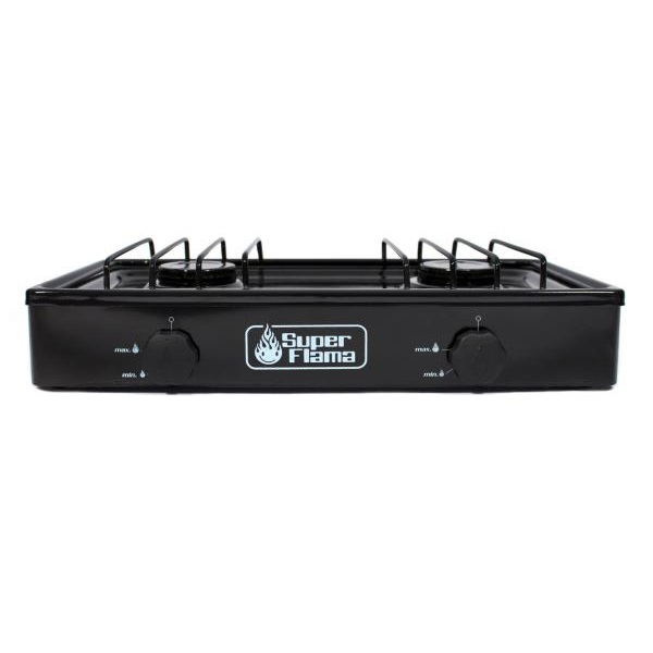 ESTUFA DE GAS DE 2 QUEMADORES CON CUBIERTA PORCELINIZADA Y CUERPO DE LAMINA PINTADA