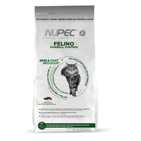 Nupec Felinos Hair Ball 1.5 Kgs (Adultos De Pelaje Largo)