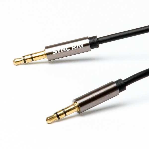 Cable de audio auxiliar de 3.5mm con cabeza de aluminio Negro Sync Ray