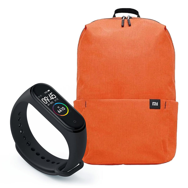 Combo Mi Band 4 + Mi Casual Daypack Xiaomi Anaranjada