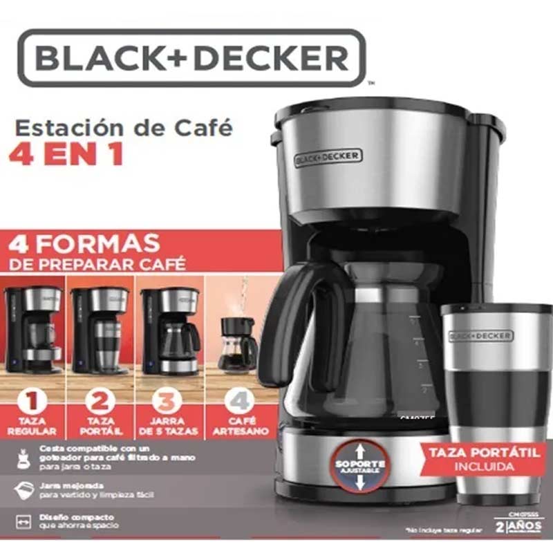Cafetera 4 en 1 Black+Decker, incluye termo