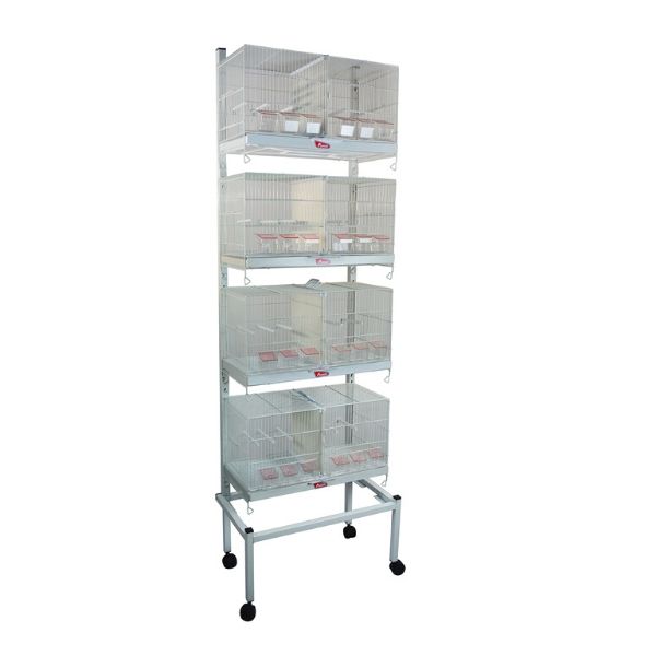 Rack De 4 Jaulas Desmonables De 60 Cm Blancas Con Soporte Desarmable.