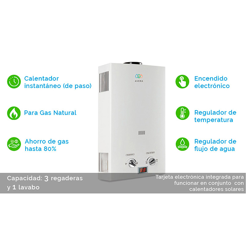 AVERA Calentador Boiler de Agua Instantáneo para Gas Natural 3 y medio servicios C16LNAT