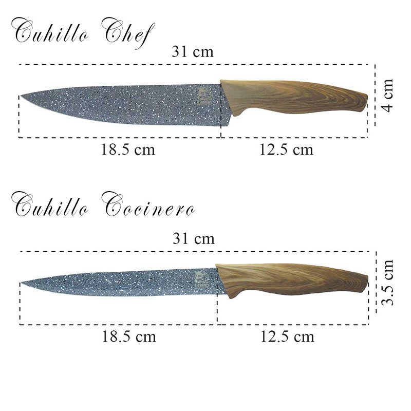 Juego 6 Cuchillos Ceramica Chef Pelador Mango Plastico Lobo 