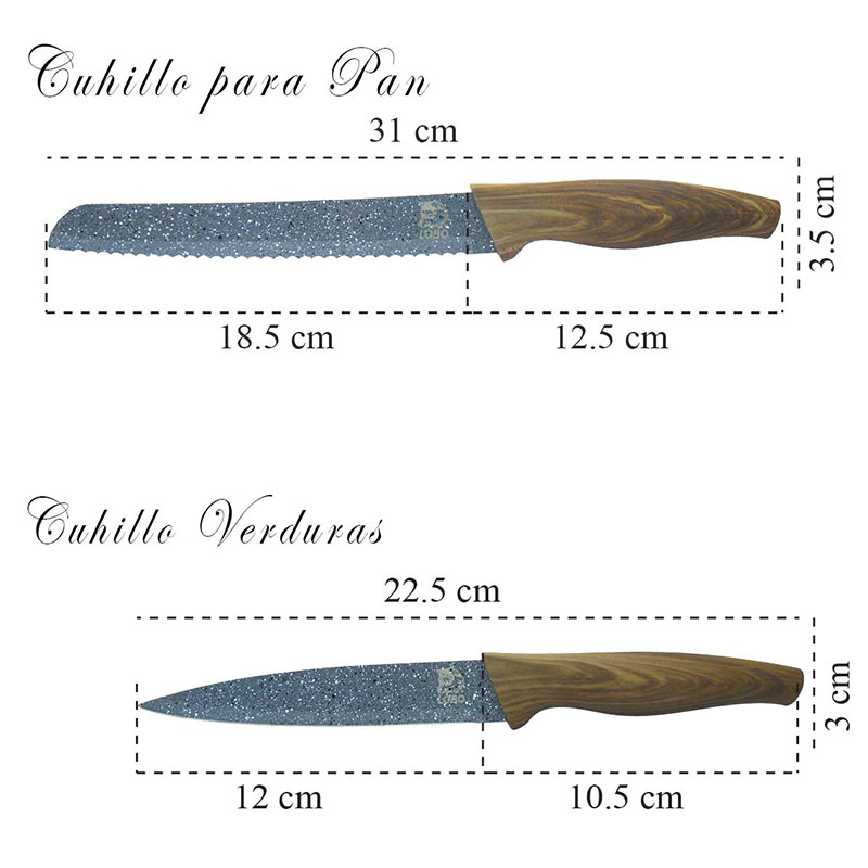 Juego 6 Cuchillos Ceramica Chef Pelador Mango Plastico Lobo 