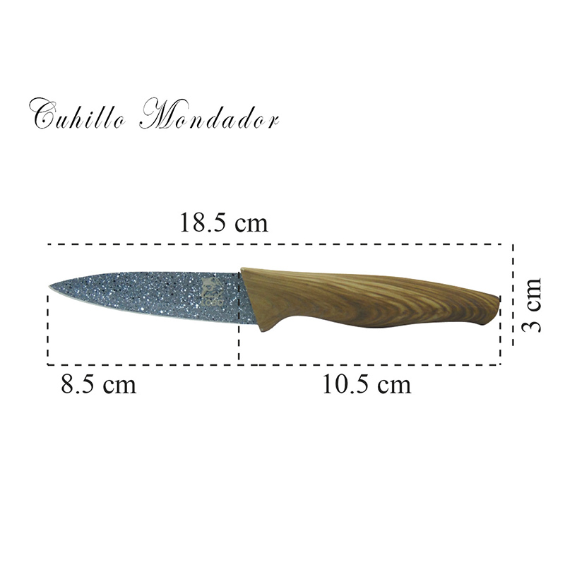 Juego 6 Cuchillos Ceramica Chef Pelador Mango Plastico Lobo 