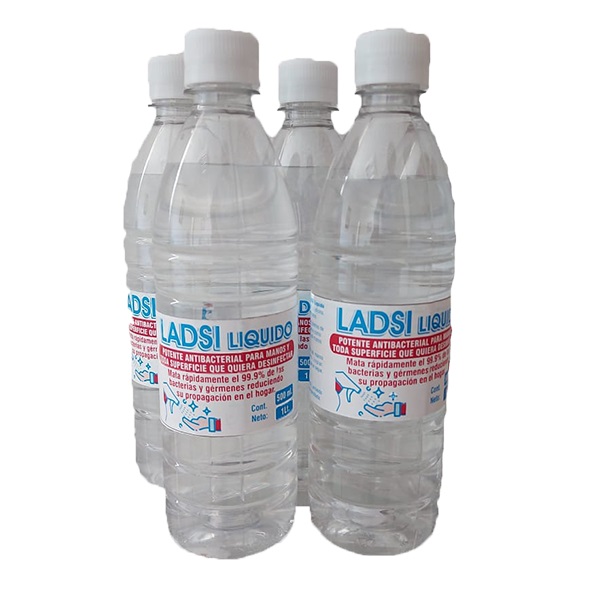 Paquete de 5 Pzas - Potente Líquido AntiBacterial Desinfectante para Manos y Superficies 500ml.