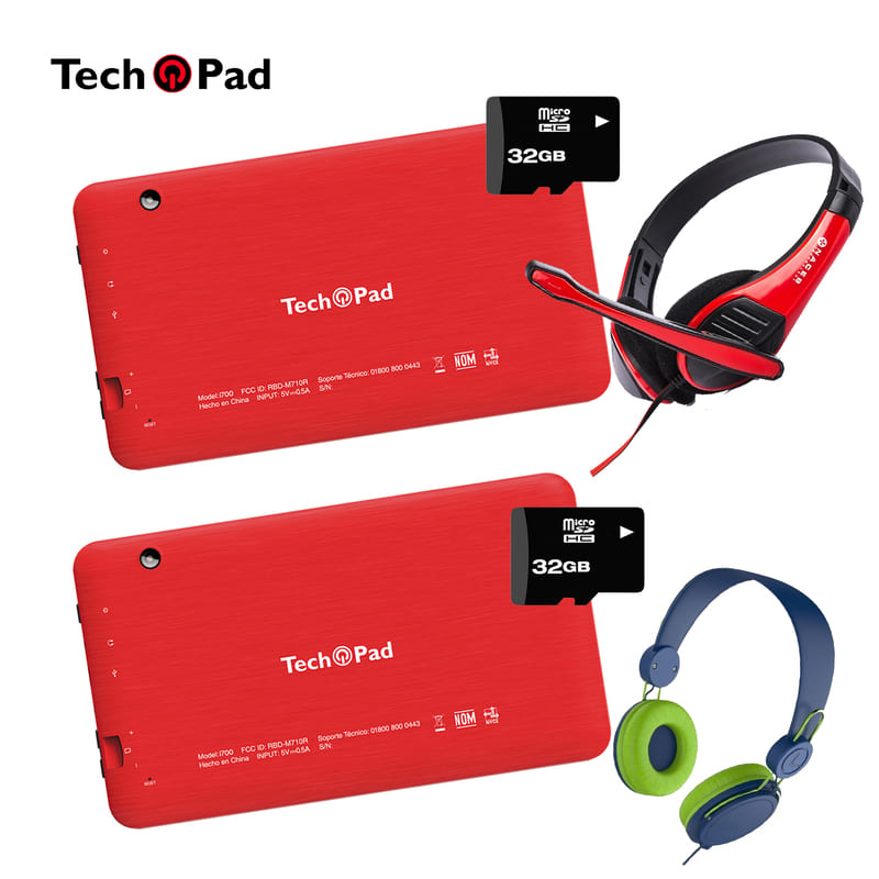 Oferta 2x1 Tablet TechPad i700 8GB + Micro Sd 32gb y Audifonos - Rojo