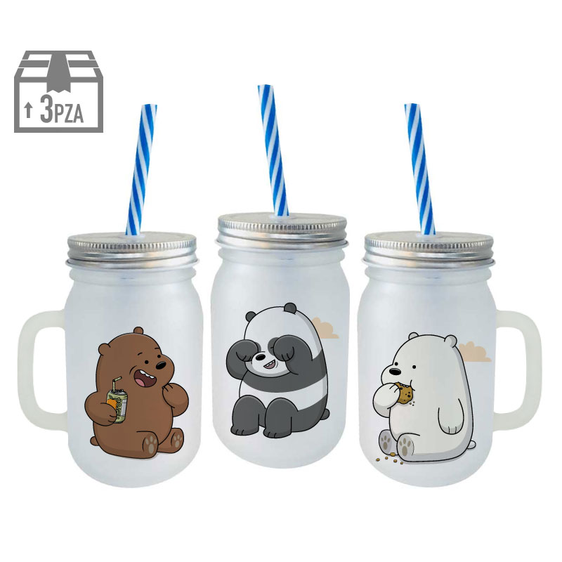 ESCANDALOSOS HEROE SHOP JUEGO DE 3 TARROS MASON 450 ML SATINADO MATE Y PORATA VASOS CIRCULARES HEROE SHOP