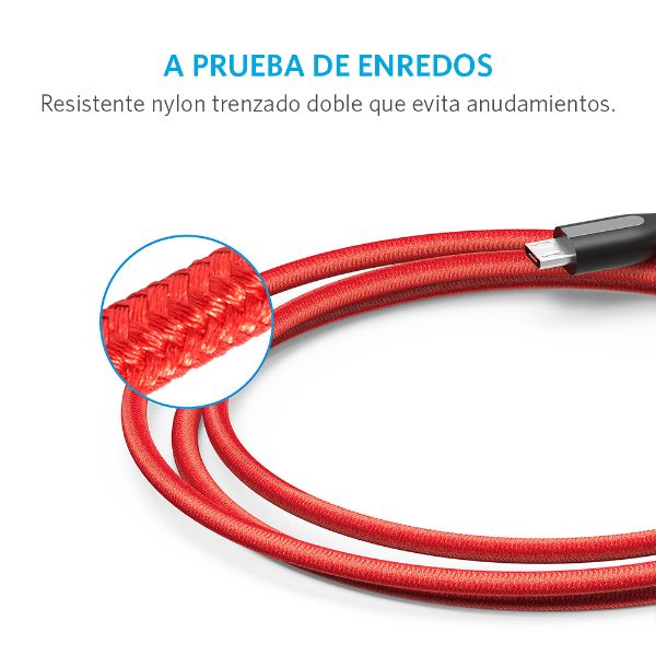 Cable Anker Micro USB PowerLine 1.8m Rojo