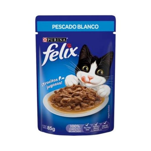 Alimento Para Gato Felix ¡trocitos Jugosos! Pescado Blanco 85 G