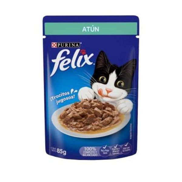  Alimento para gato Felix trocitos jugosos de atún 85 gr