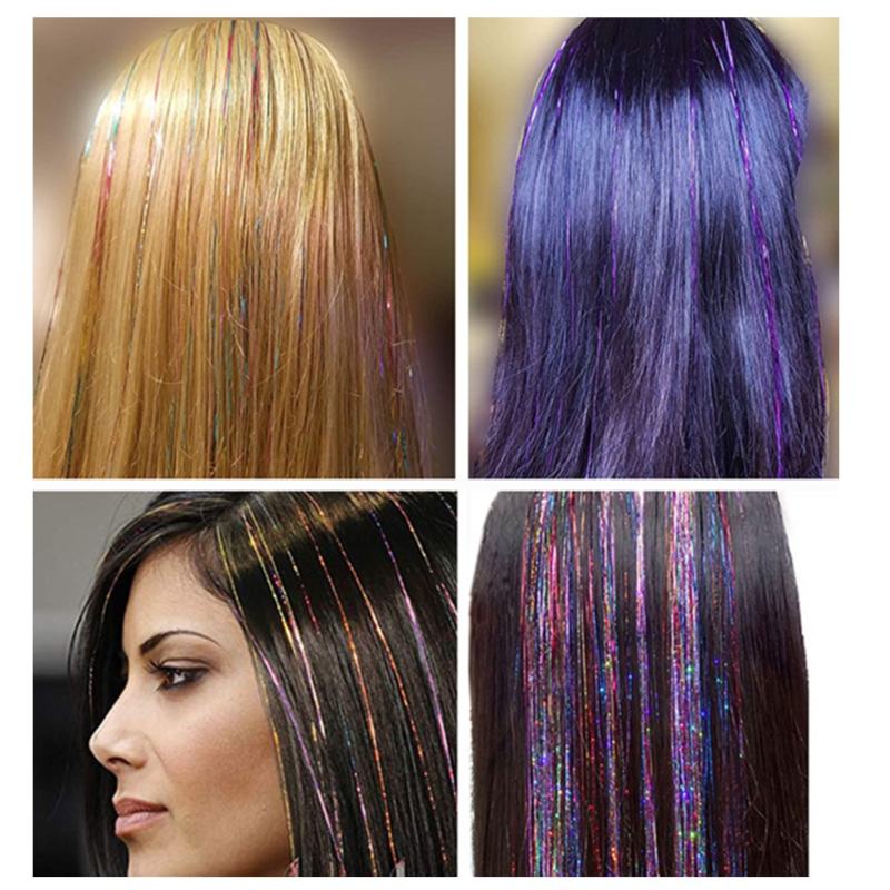 12 Extensiones De Glitter Para El Cabello, 140 hilos
