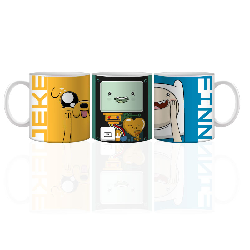 JUEGO DE 3 TAZAS DE CERAMICA DISEÑO HORA DE AVENTURA HEROE SHOP