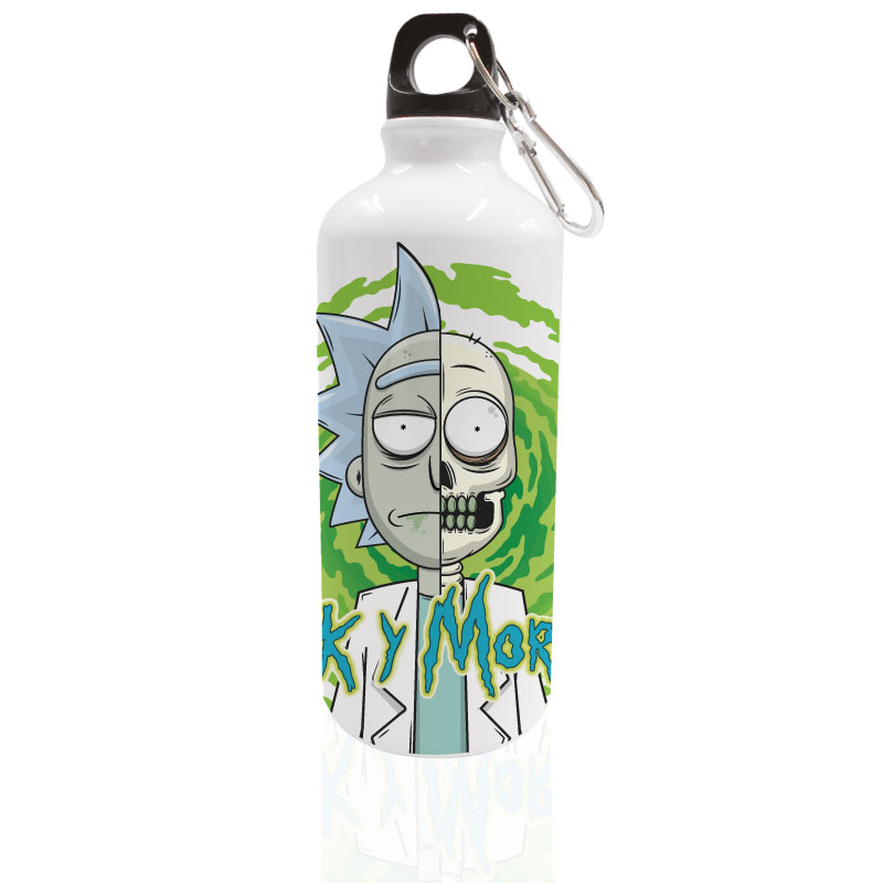 BOTELLA DEPORTIVA DE ALUMINIO DISEÑO RICK Y MORTY PAQUETE DE 2 BOTELLAS DE 600 ML HEROE SHOP 