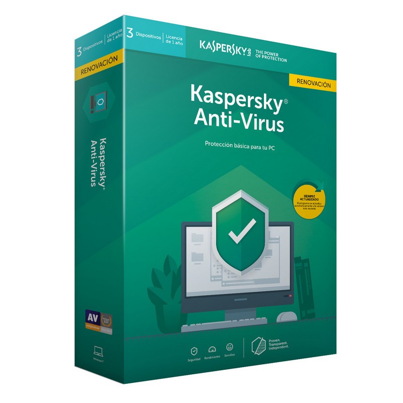 ANTIVIRUS KASPERSKY ANTI-VIRUS PARA 3 USUARIO 1 AÑO