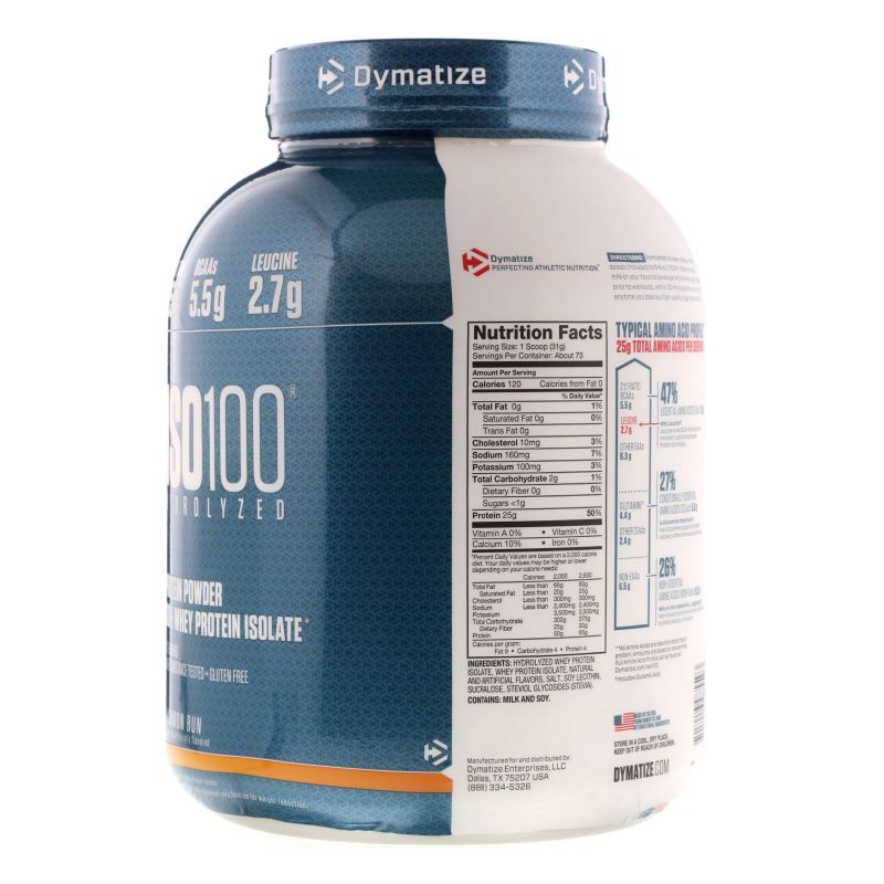 Proteína Iso 100, sabor a Rollo de Canela, 5 libras, Dymatize.