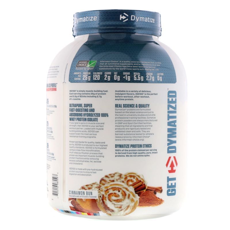 Proteína Iso 100, sabor a Rollo de Canela, 5 libras, Dymatize.