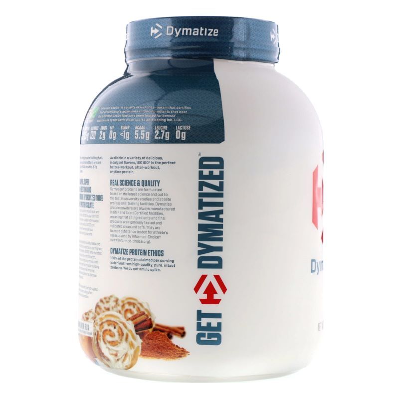 Proteína Iso 100, sabor a Rollo de Canela, 5 libras, Dymatize.